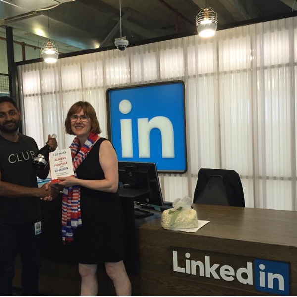 Sue Ellson delivering 120 Ways To Achieve Your Purpose With LinkedIn to LinkedIn Offices Melbourne