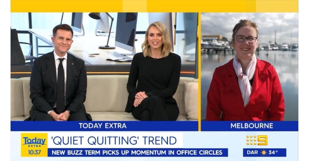 Quiet Quitting on Today Extra Channel Nine Television with David Campbell Sylvia Jeffreys and Sue Ellson 13 September 2022