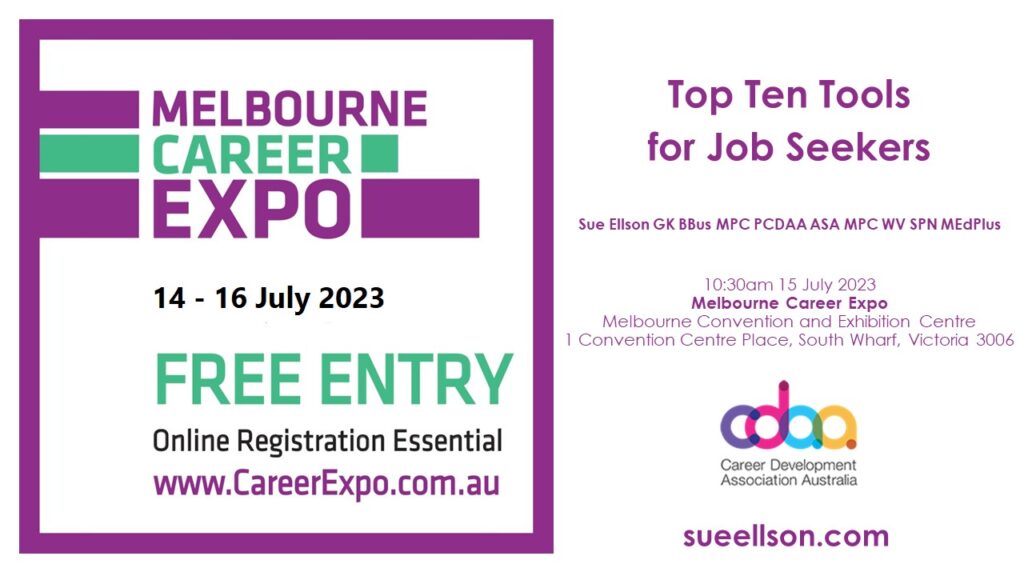Top Ten Tools for Job Seekers at Melbourne Career Expo with Sue Ellson