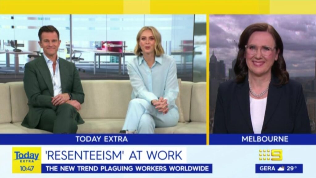 Resenteeism on Channel 9 Today Extra David Campbell Sylvia Jeffreys and Sue Ellson