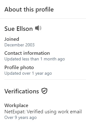 About this LinkedIn Profile - Sue Ellson