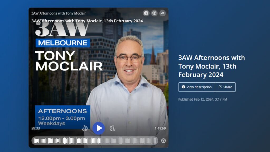 Polywork on 3AW 693 AM Radio Melbourne with Tony Moclair and Sue Ellson