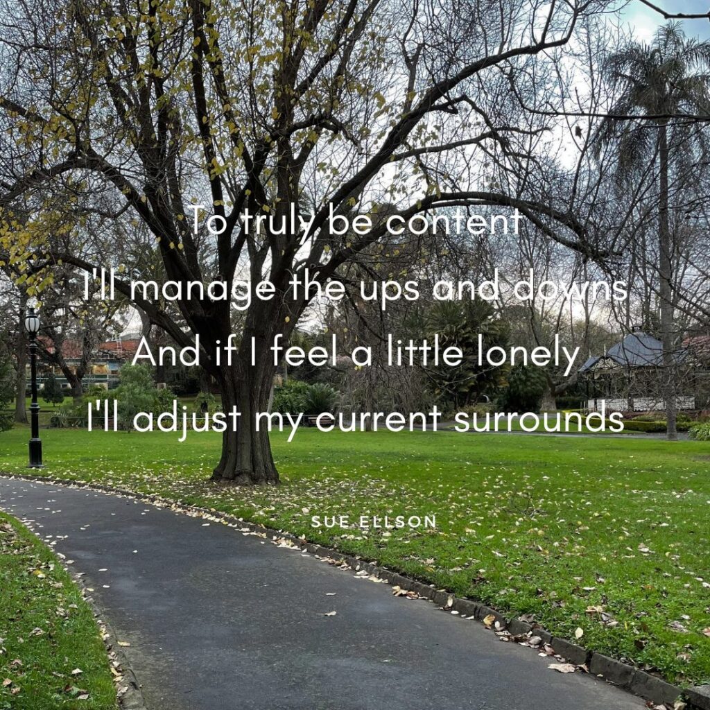 Loneliness Poem By Sue Ellson Alexandra Gardens Kew Melbourne Victoria Australia