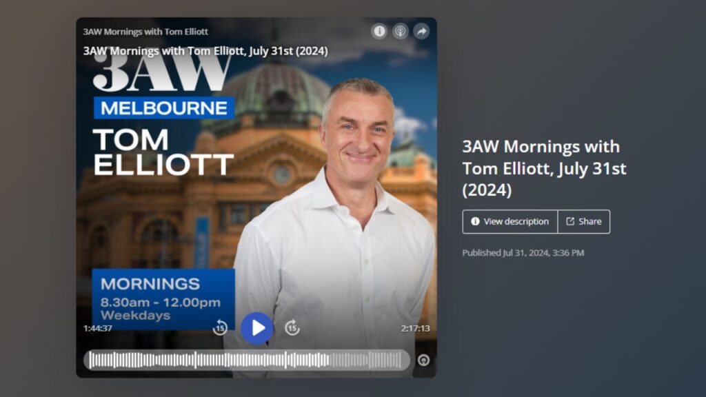 Impact of your First Job on your Career on 3AW 693AM Radio Melbourne with Tom Elliott and Sue Ellson