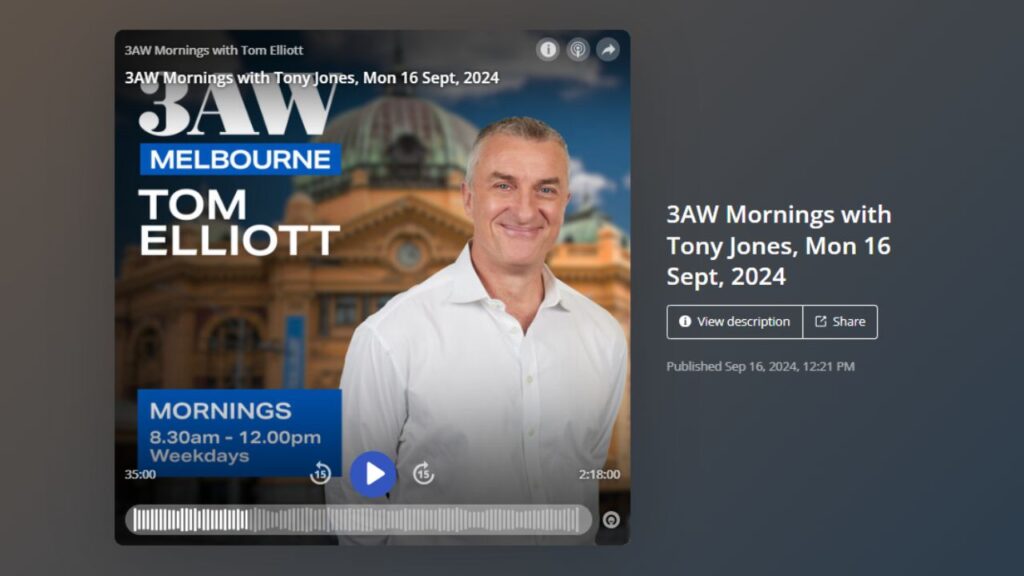 Private Versus Public Schools on 3AW 693AM Radio Melbourne with Tony Jones and Sue Ellson