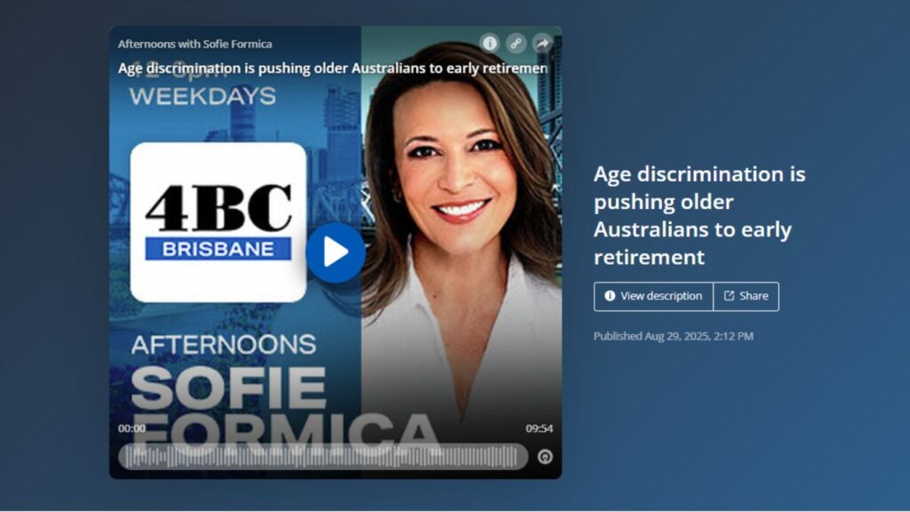 Age discrimination is pushing older Australians to early retirement 4BC 882AM Radio Brisbane with Jason Matthews and Sue Ellson