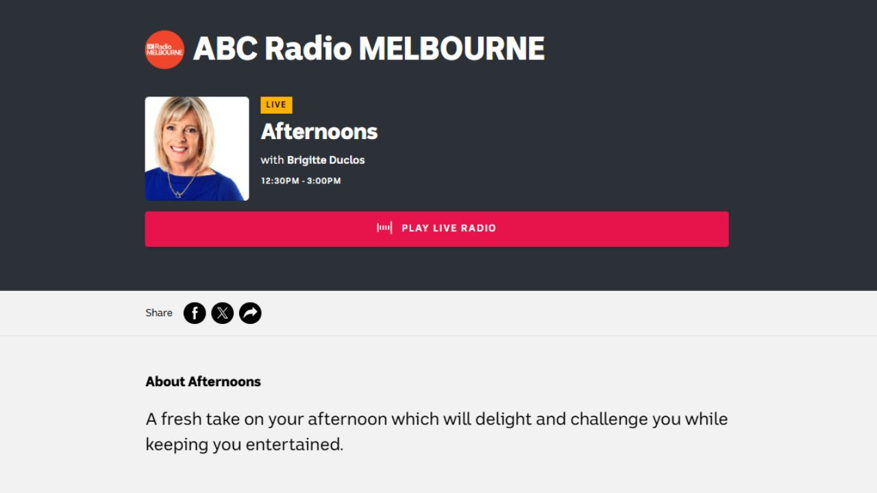 ABC Radio Melbourne 774AM with Brigitte Duclos