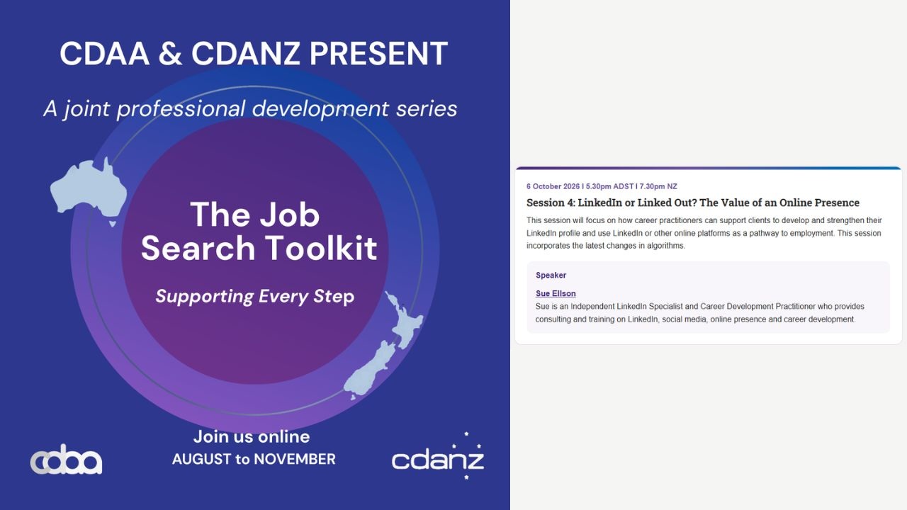 CDAA and CDANZ The Job Search Toolkit LinkedIn or Linked Out By Sue Ellson